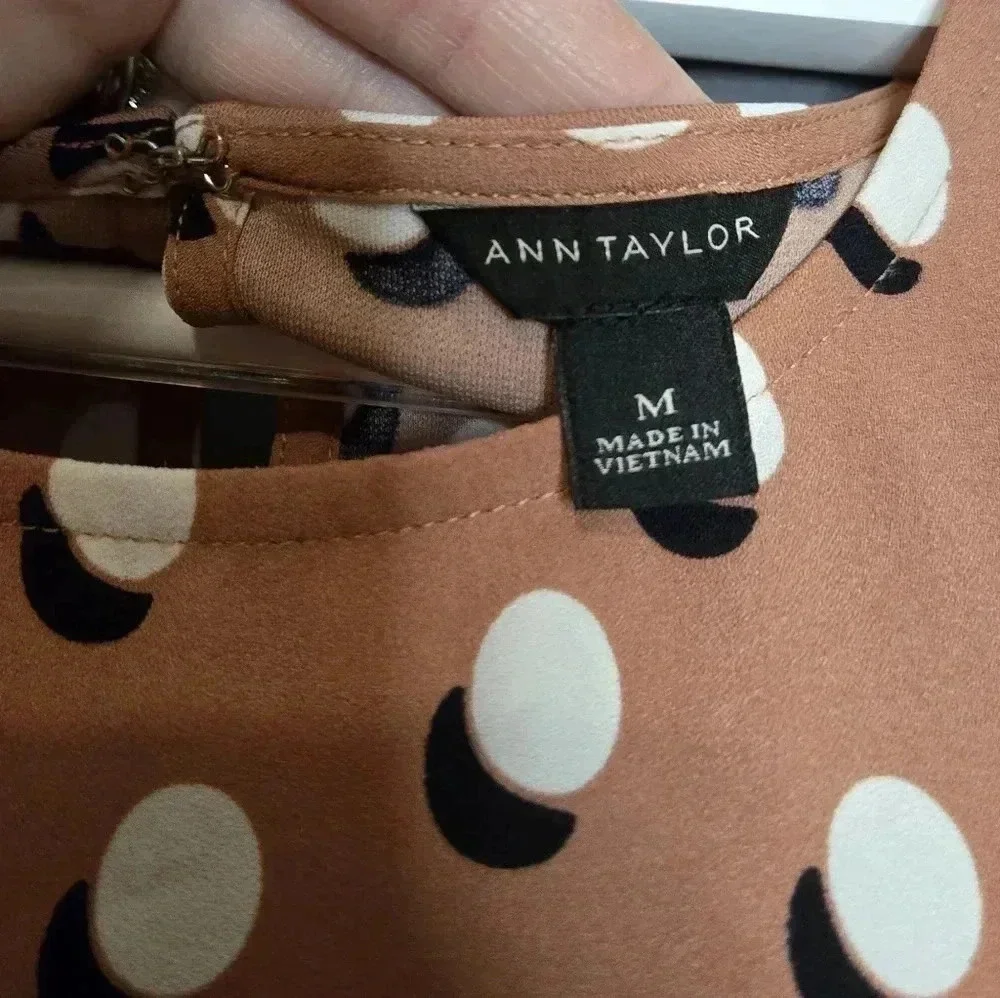 Ann Taylor Polka Dot Ruffle Hem Blouse - Size MEDUIM - Picture 5 of 7